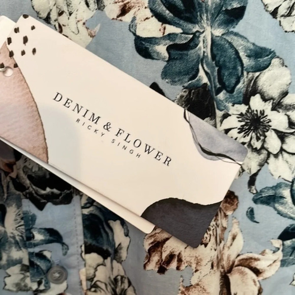 New with Tags Denim & Flower 100%‎ Cotton Button Down Shirt Size Large (L) - Picture 8 of 11